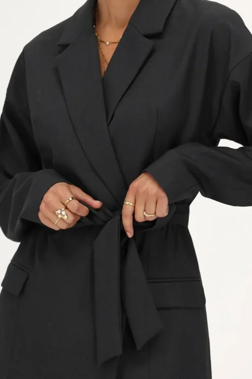 Grijze Blazer Jurk Met Reverskraag