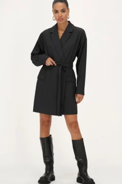 Grijze Blazer Jurk Met Reverskraag