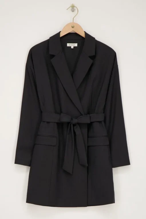 Grijze Blazer Jurk Met Reverskraag