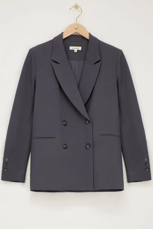 Grijze Blazer Met Dubbele Knopen