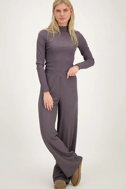 Grijze Crinkle Top Met Strucuur