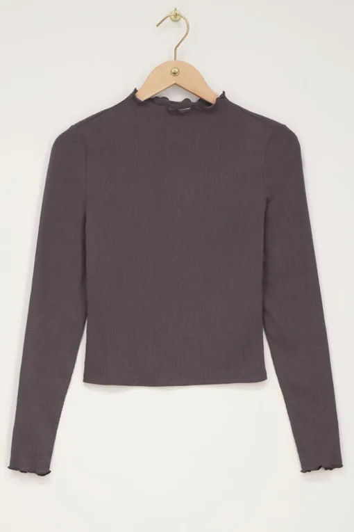 Grijze Crinkle Top Met Strucuur