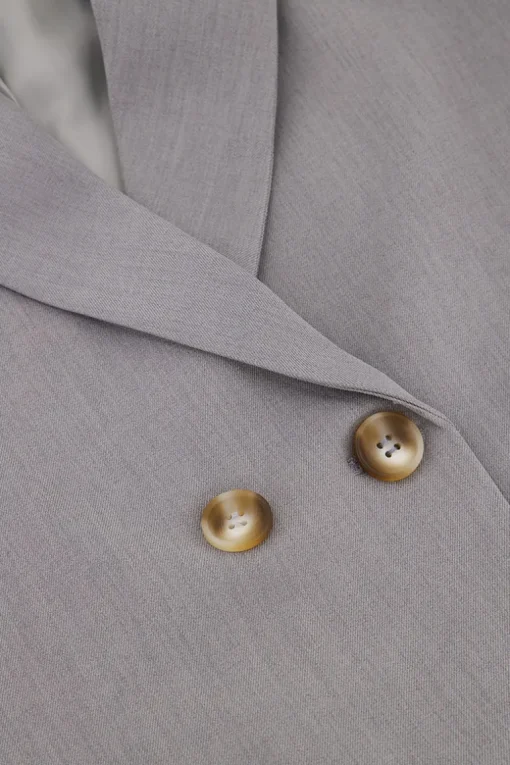 Grijze Cropped Blazer Met Korte Mouw