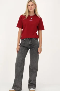 Grijze Jeans Met Wijde Pijpen & Studs