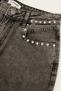 Grijze Jeans Met Wijde Pijpen & Studs