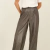 Grijze Metallic Pinstripe Pantalon