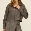 Grijze Metallic Pinstripe Skort
