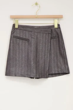 Grijze Metallic Pinstripe Skort