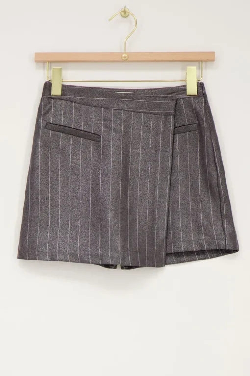 Grijze Metallic Pinstripe Skort