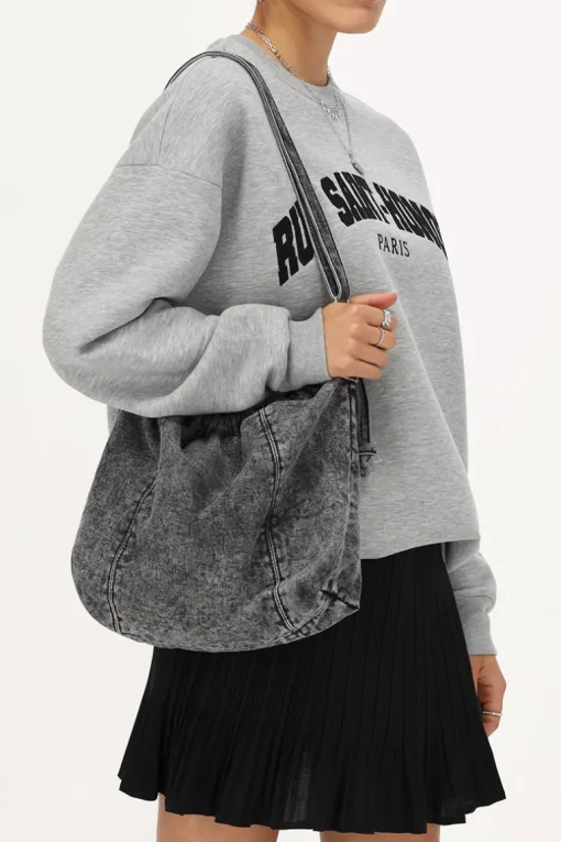 Grijze Schoudertas Denim