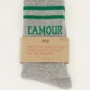 Grijze Sokken Sport Met Groene L'amour