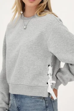 Grijze Sweater Met Witte Strikjes