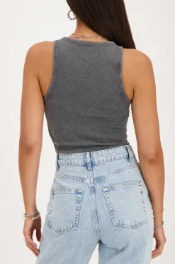 Grijze Tanktop Met Rib Structuur