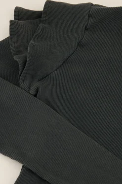 Grijze Top Met Lange Mouwen En Ruffles