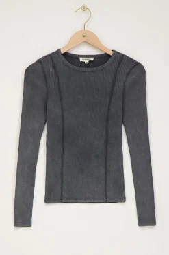 Grijze Top Met Rib En Babylock