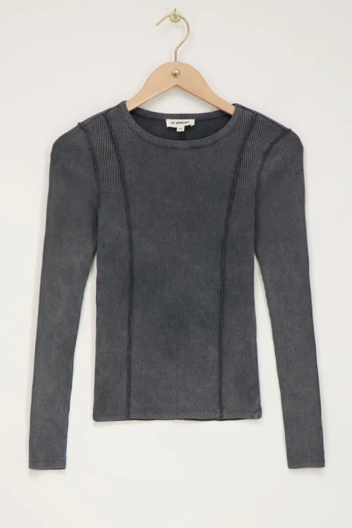 Grijze Top Met Rib En Babylock