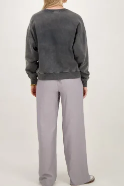 Grijze Wide Leg Broek Met Pintuck En Elastiek