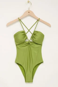 Groen Badpak Met Gekruiste Rug