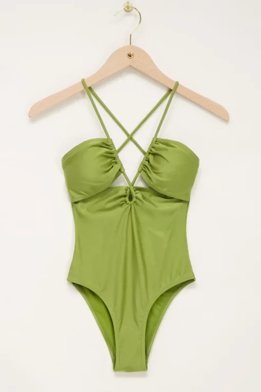 Groen Badpak Met Gekruiste Rug