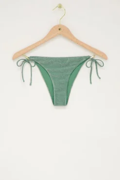 Groen Bikini Broekje Met Lurex En Strikbandjes