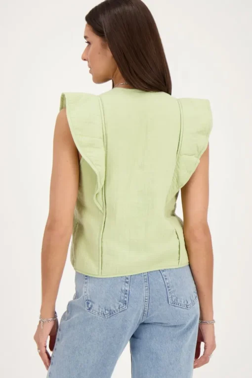 Groen Gilet Met Strikjes En Ruffles
