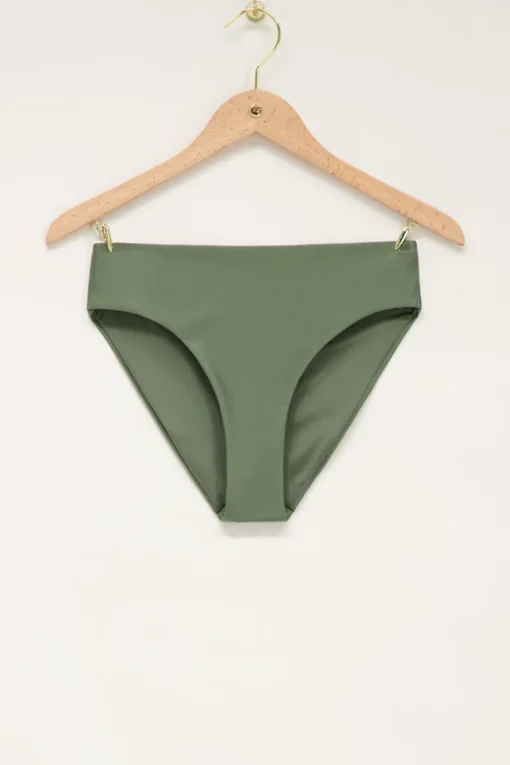 Groen High Waist Bikini Broekje Glanzend