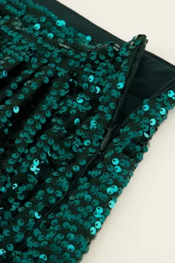 Groen Pailletten Rokje Met Overslag