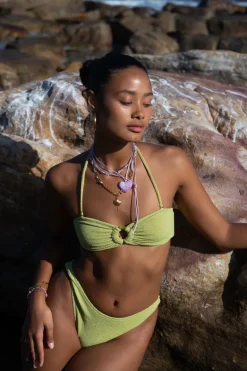 Groene Bikini Top Bandeau Met Lurex