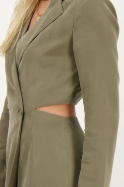 Groene Blazerjurk Met Open Rug