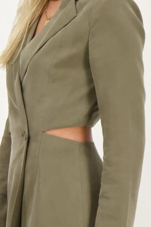 Groene Blazerjurk Met Open Rug