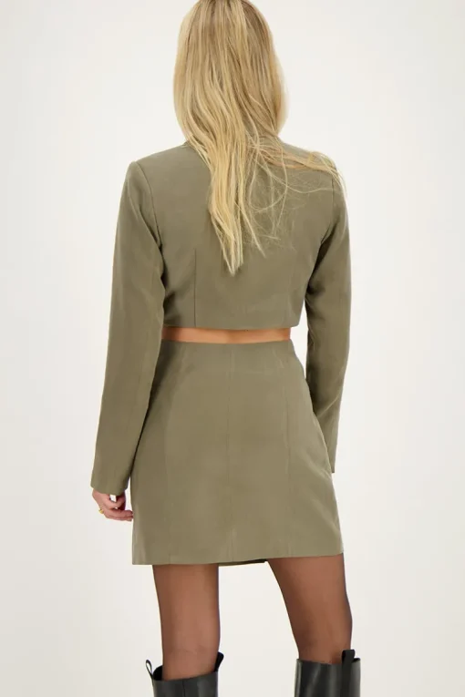 Groene Blazerjurk Met Open Rug