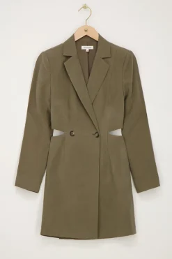 Groene Blazerjurk Met Open Rug