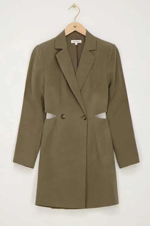 Groene Blazerjurk Met Open Rug