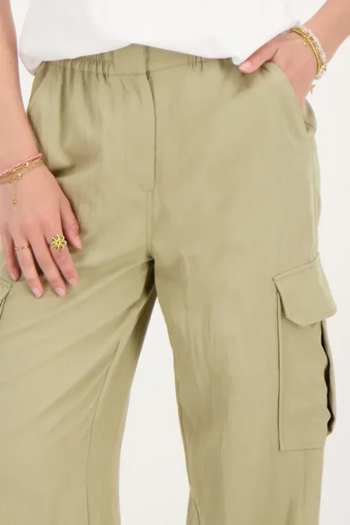 Groene Cargo Broek Met Elastieken Tailleband