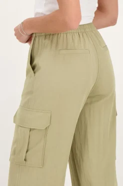 Groene Cargo Broek Met Elastieken Tailleband