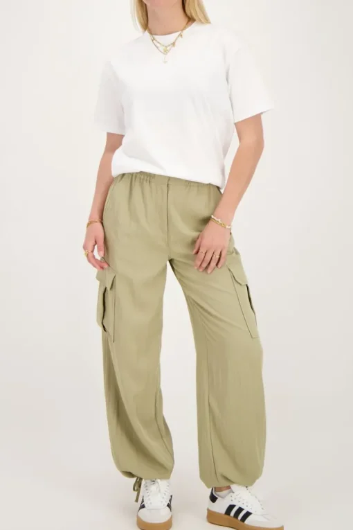 Groene Cargo Broek Met Elastieken Tailleband