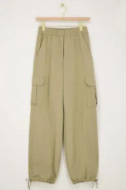 Groene Cargo Broek Met Elastieken Tailleband