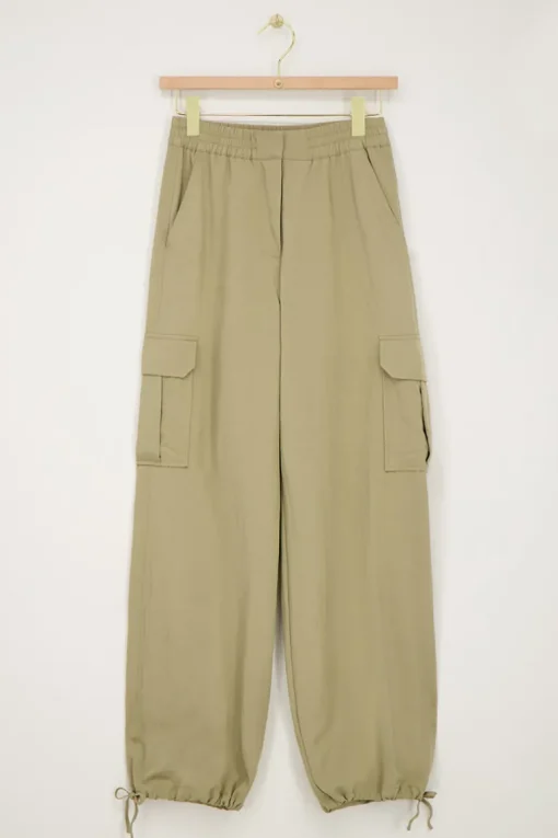 Groene Cargo Broek Met Elastieken Tailleband