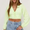 Groene Crop Top Met Ruffles En Smock