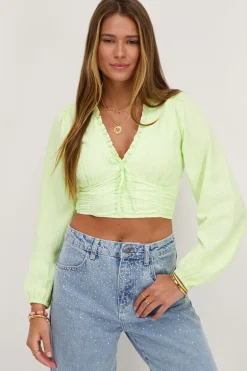 Groene Crop Top Met Ruffles En Smock