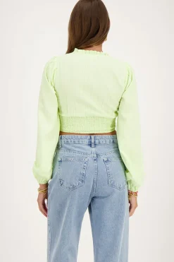 Groene Crop Top Met Ruffles En Smock