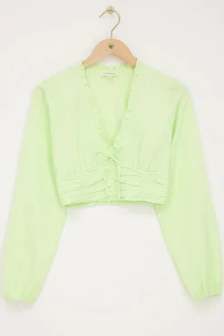 Groene Crop Top Met Ruffles En Smock