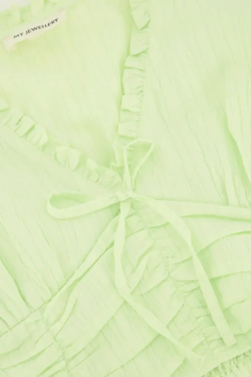 Groene Crop Top Met Ruffles En Smock