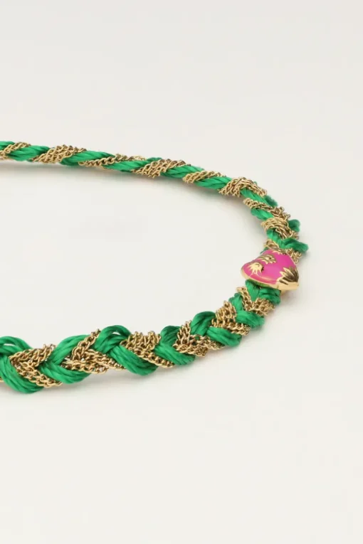 Groene Gevlochten Armband Met Bedel