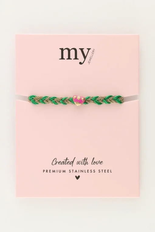 Groene Gevlochten Armband Met Bedel