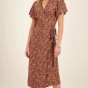 Groene Midi Jurk Met Multikleur Bloemenprint