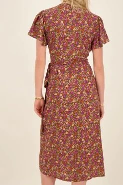 Groene Midi Jurk Met Multikleur Bloemenprint