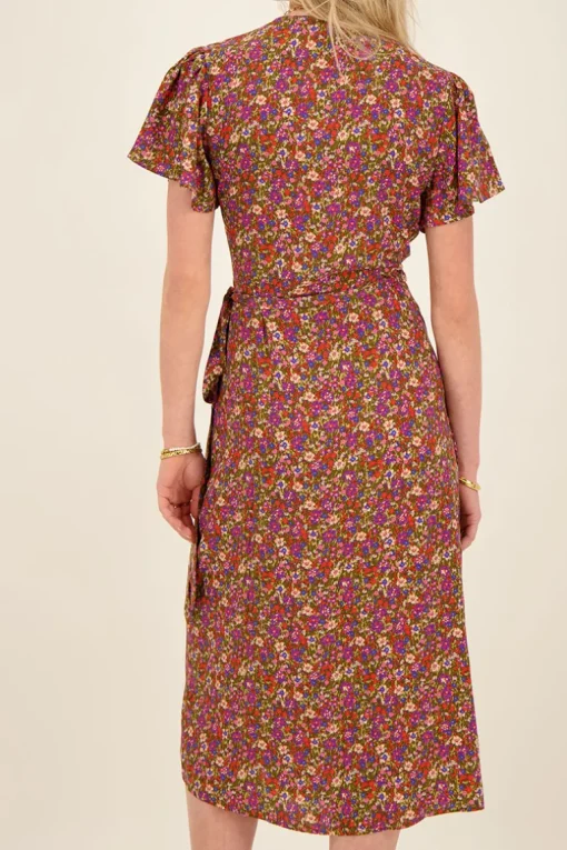 Groene Midi Jurk Met Multikleur Bloemenprint