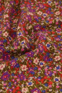 Groene Midi Jurk Met Multikleur Bloemenprint