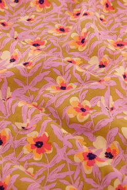 Groene Midi Wikkeljurk Met Lila Bloemenprint